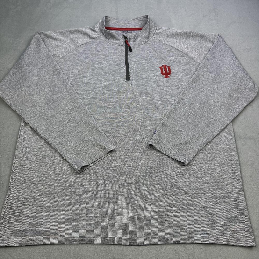 Indiana Hoosiers Quarter Zip Mens 2XL Gray NCAA Basketball Champion Sweatshirt